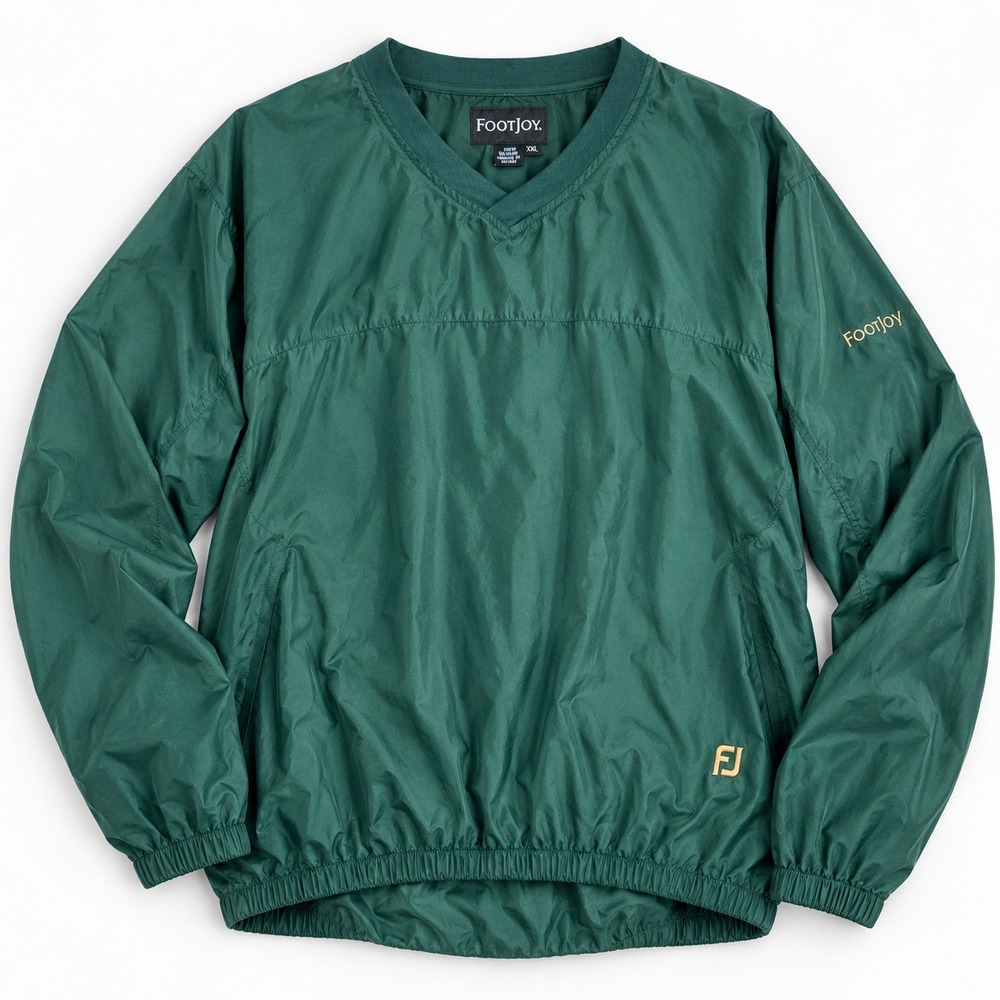FootJoy Mens XXL Green V-Neck Golf Windbreaker Pullover Jacket Long Sleeve